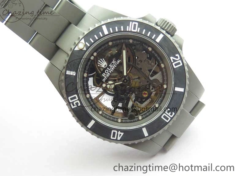 0522 Submariner 116610 Andrea Pirlo Sandblasted ROF Best Edition Carbon Bezel on Skeleton DIal SA TimelessDesign 2789